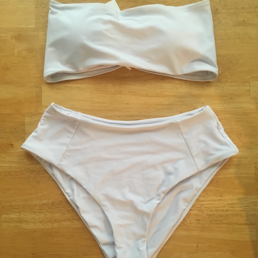 Strapless high waist swim suit
